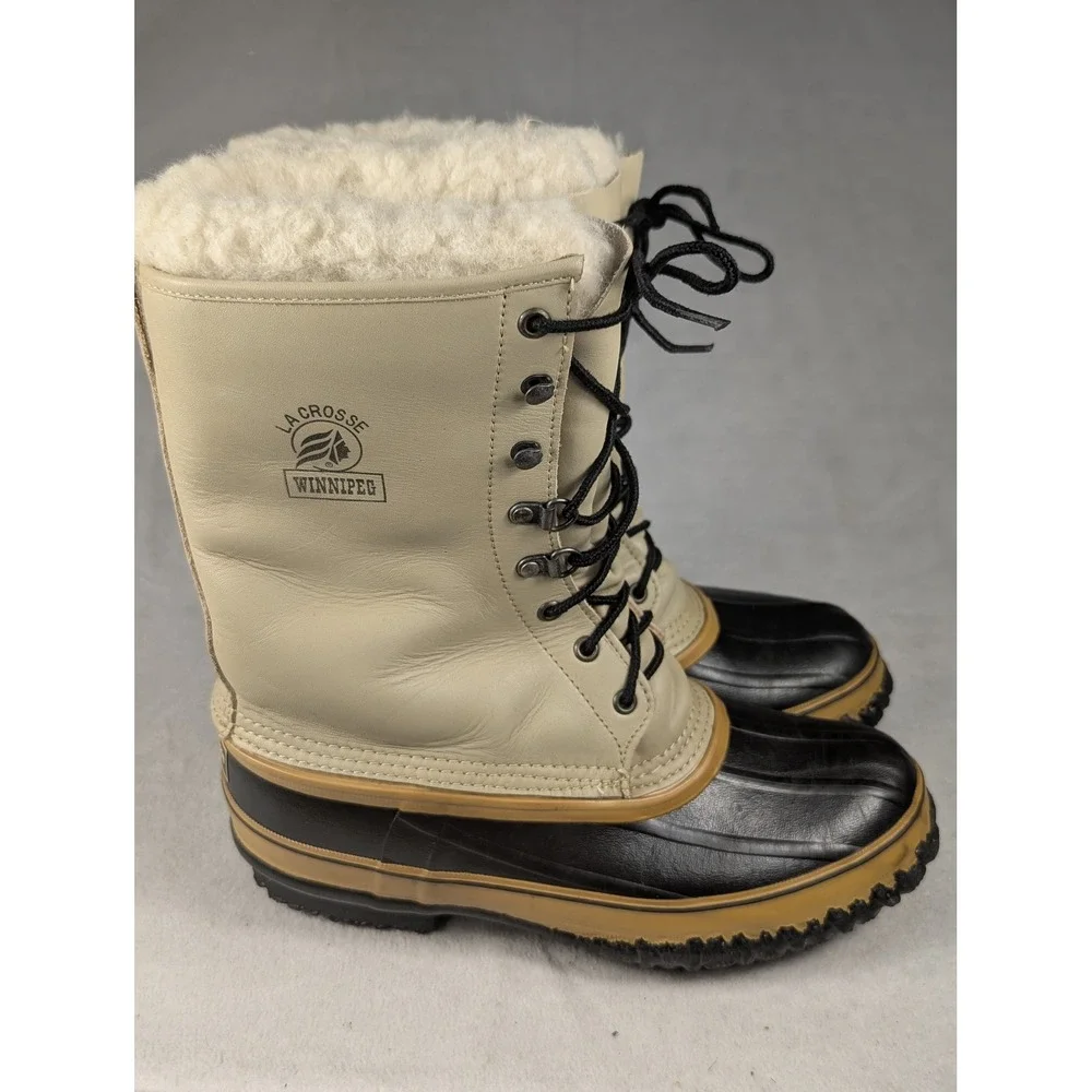 LaCrosse Winnipeg Leather Rubber Steel Shank‎ Insulated Snow Boots Mens Size 9